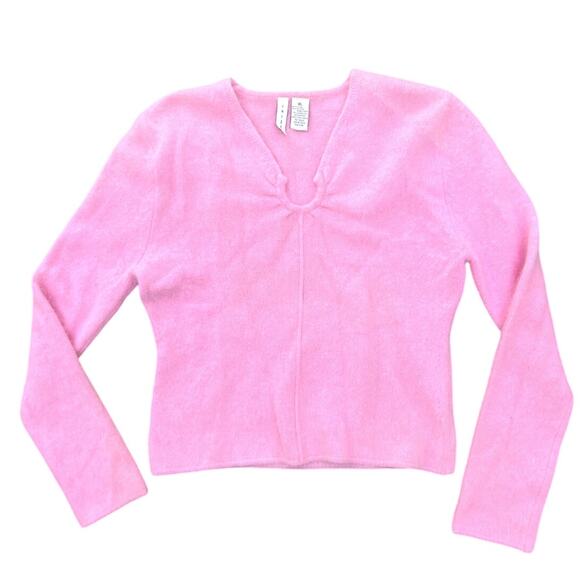 Twiggy | Vintage Y2K V-Notch Angora Blend Pullover Sweater Bubblegum Pink Sz XL - Picture 1 of 7